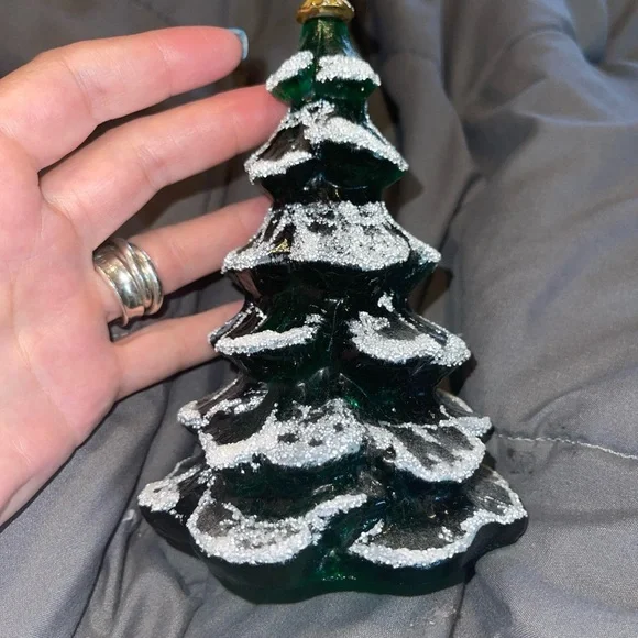 Fenton Green Flocked Holiday Decor Christmas Tree 7” - Picture 2 of 4